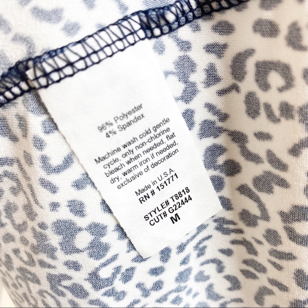 Kaileigh Navy & White Leopard Peplum Blouse - Picture 6 of 6